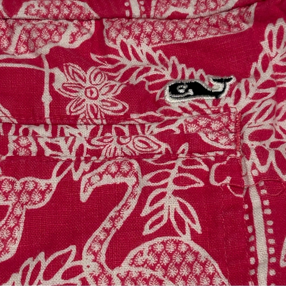 Vineyard Vines Vibrant Women's Linen Cotton Shorts Whales Flamingos Size Large - Picture 6 of 9